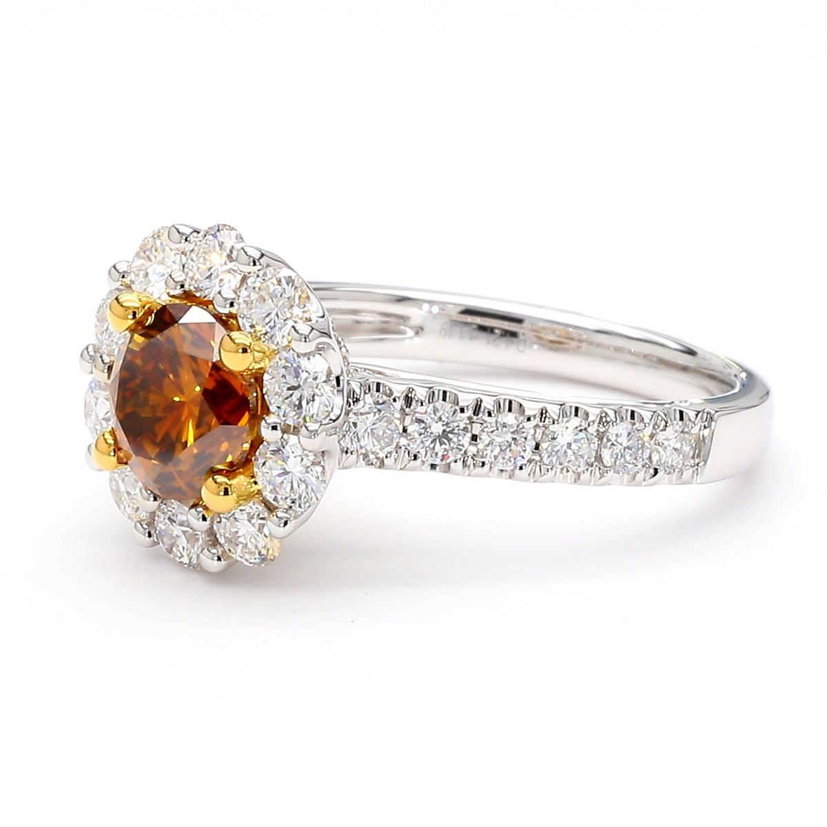 Natural Orange Round Diamond Ring | GIA Certified
