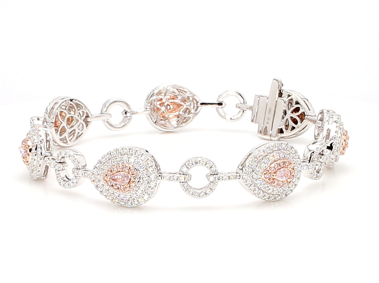 Natural Pink Pear Diamond Bracelet Gia Certified