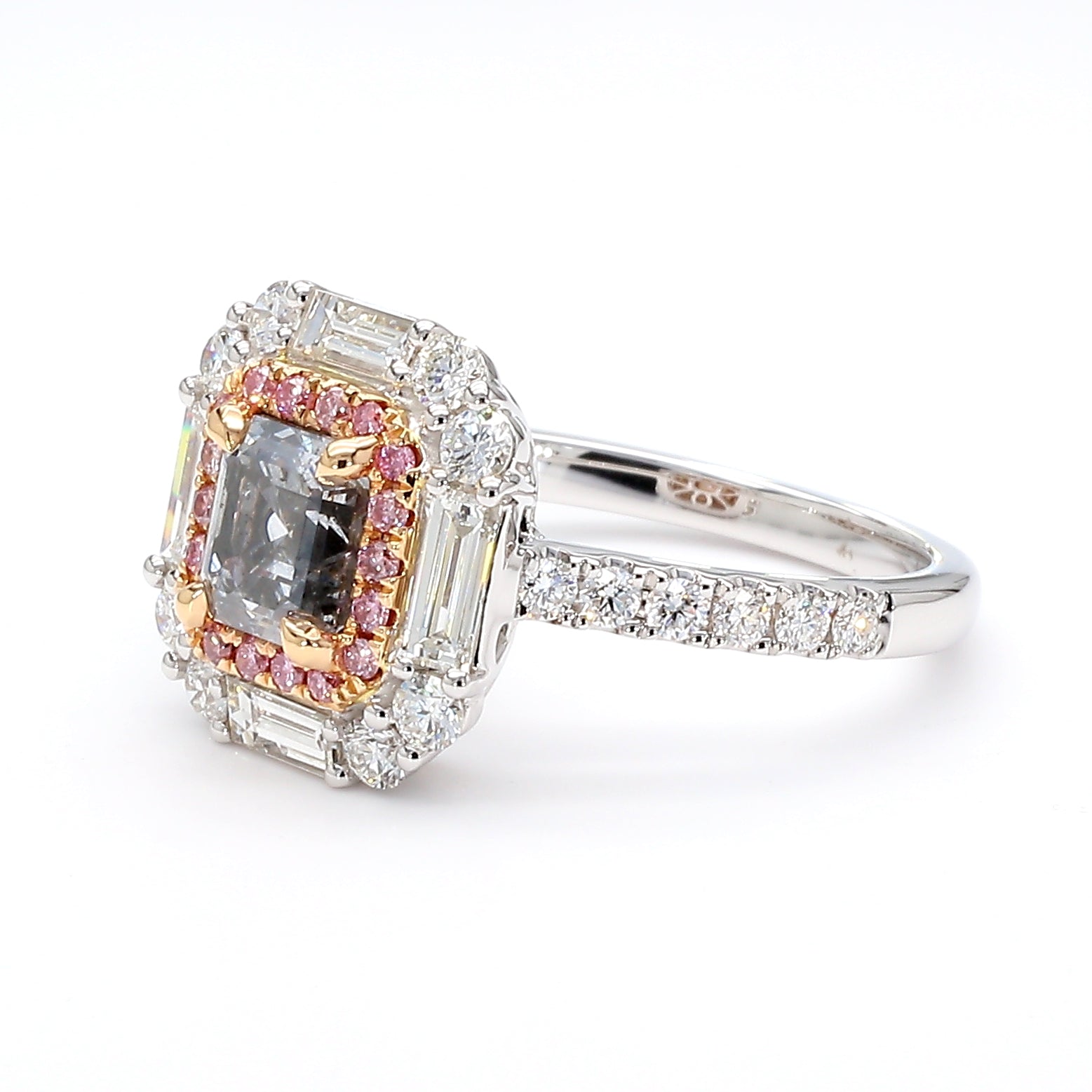 Natural Gray Emerald Diamond Ring Gia Certified