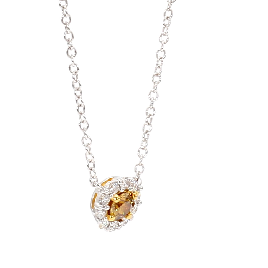 Natural Orange Round Diamond Necklace | GIA Certified