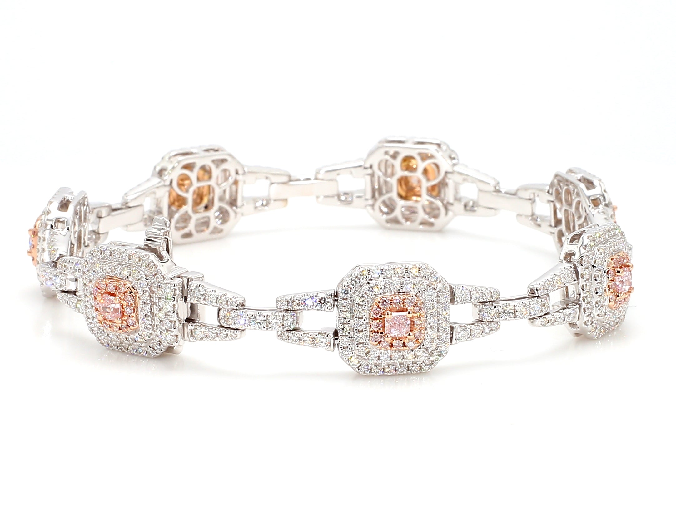 Natural Pink Radiant Diamond Bracelet Gia Certified