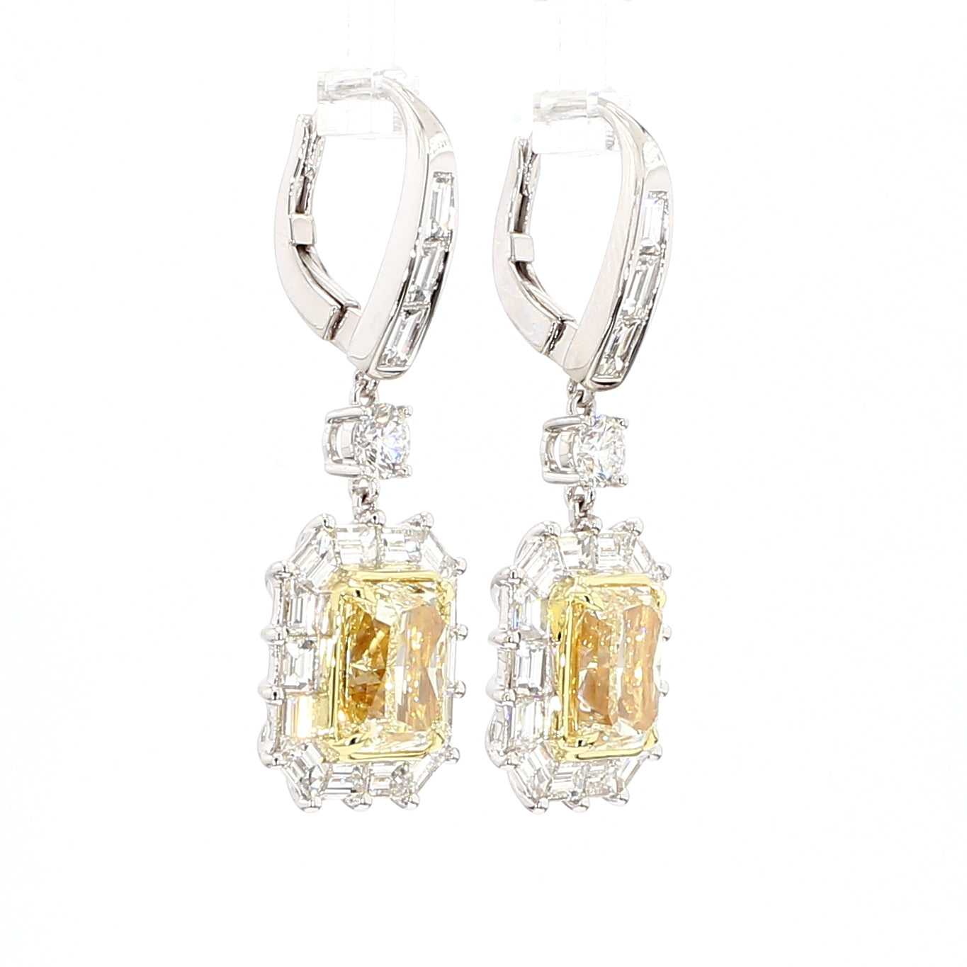 Natural Yellow Radiant Diamond Earring Gia Certified