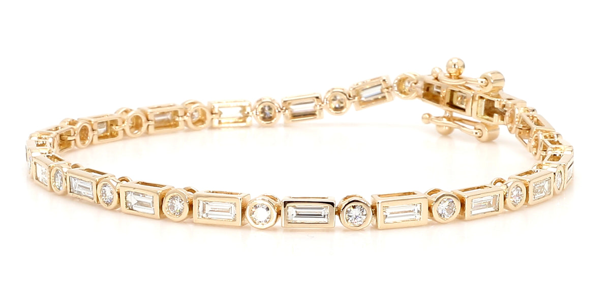 Natural White Baguette Diamond Bracelet