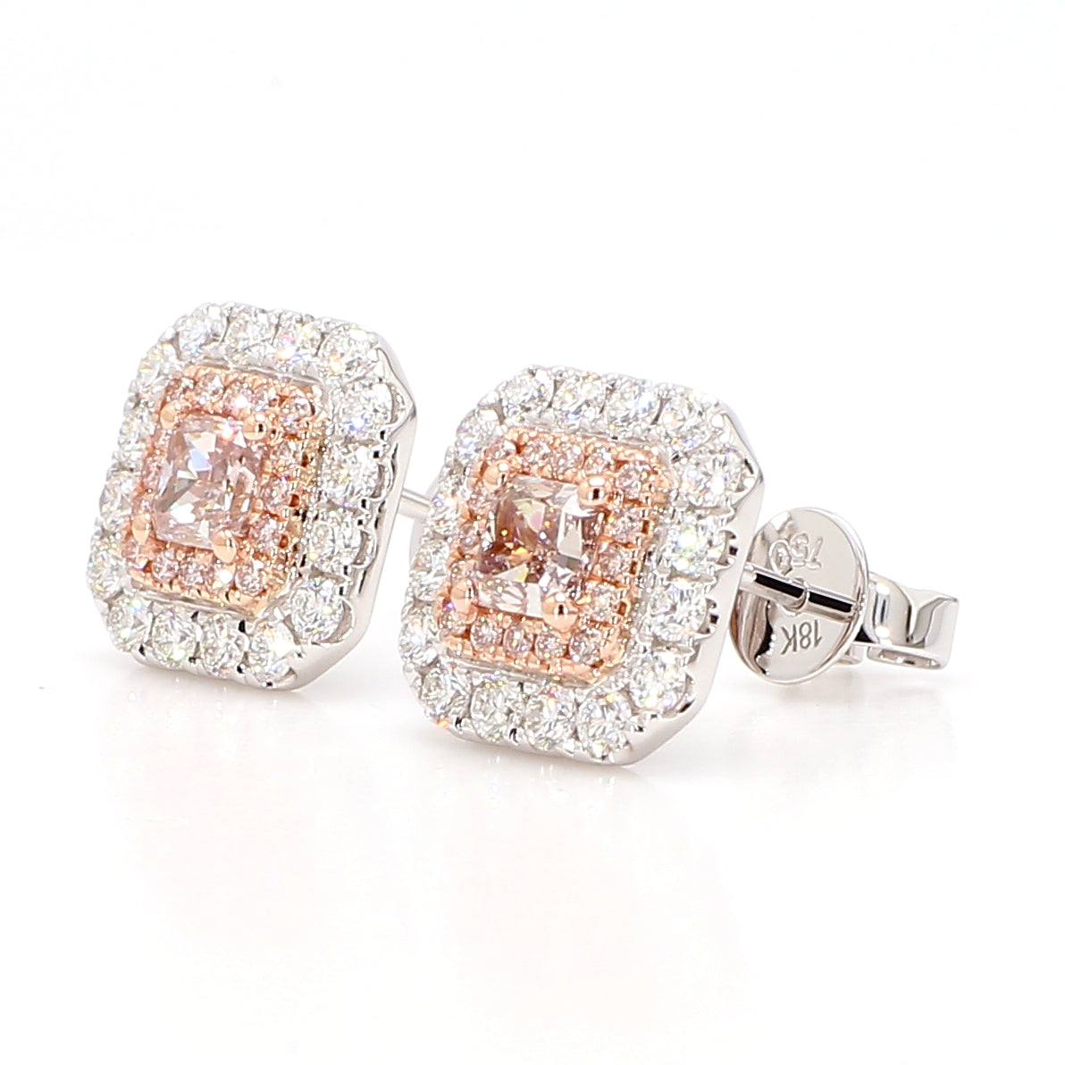 Natural Pink Radiant Diamond Earring Gia Certified