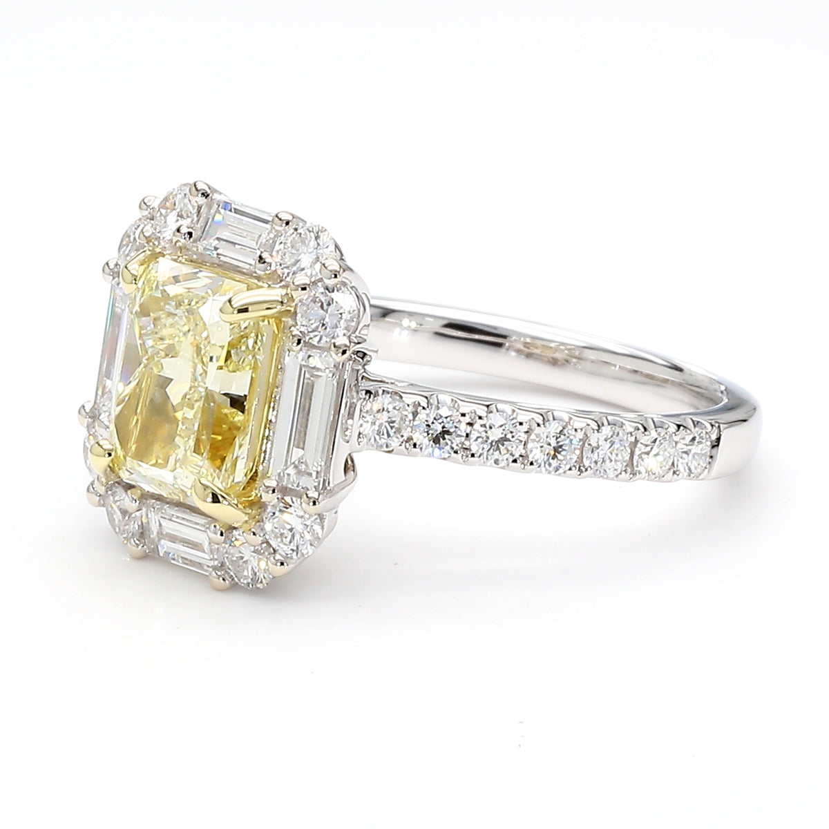 Natural Yellow Radiant Diamond Ring | GIA Certified