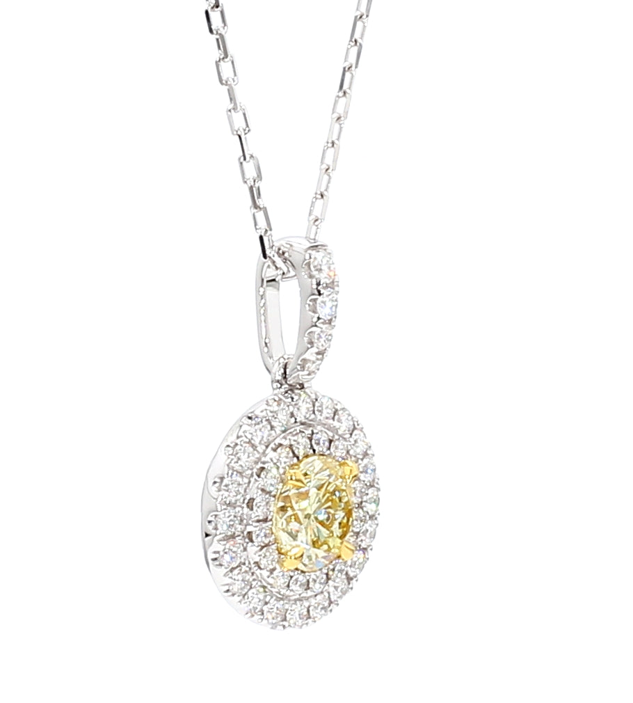 Natural Yellow Round Diamond Pendant Gia Certified