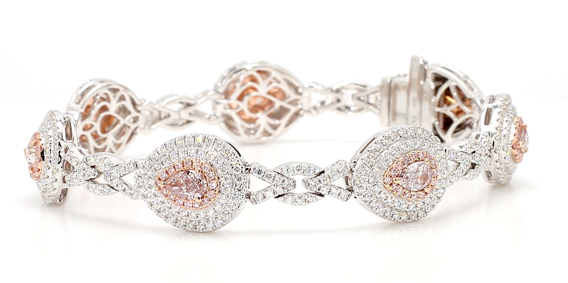 Natural Pink Pear Diamond Bracelet Gia Certified