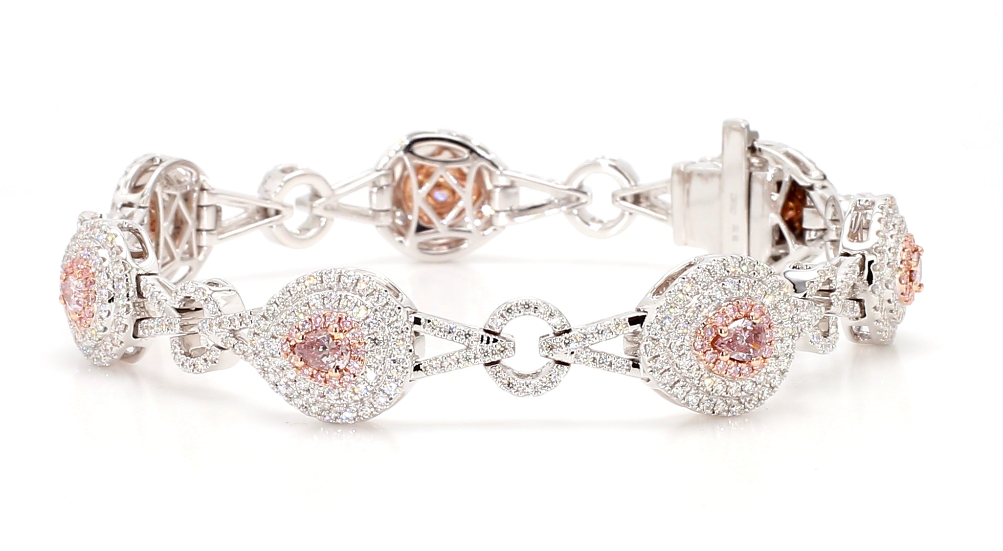 Natural Pink Pear Diamond Bracelet Gia Certified