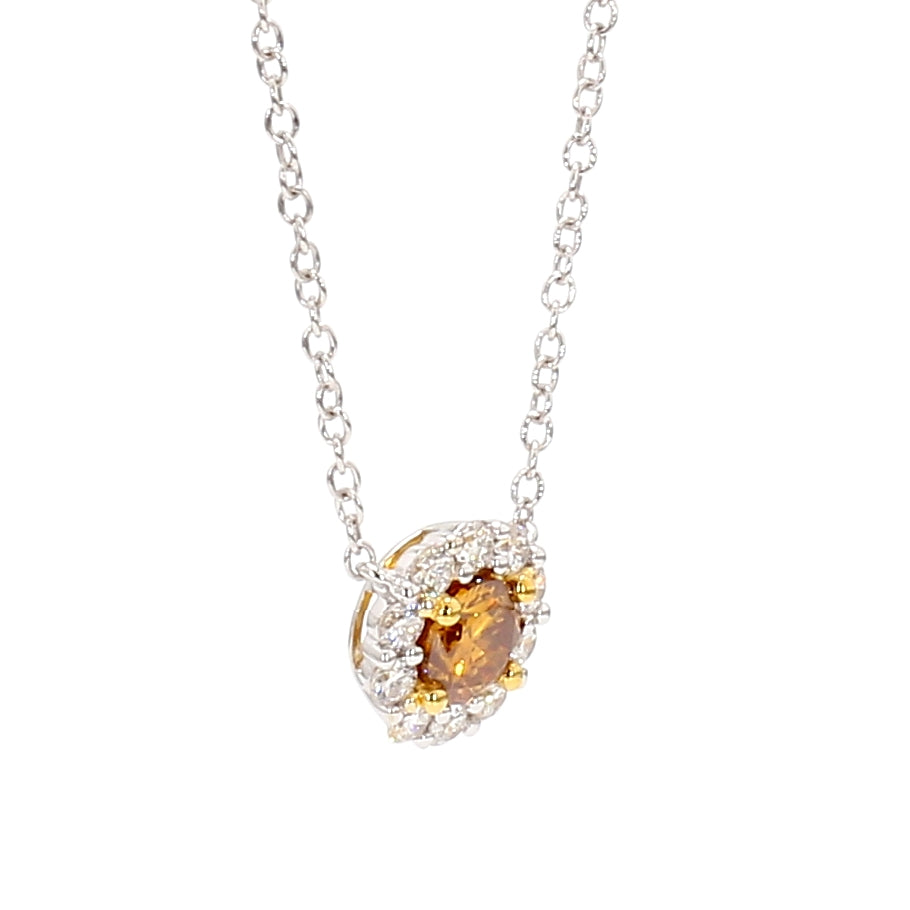 Natural Orange Round Diamond Necklace | GIA Certified