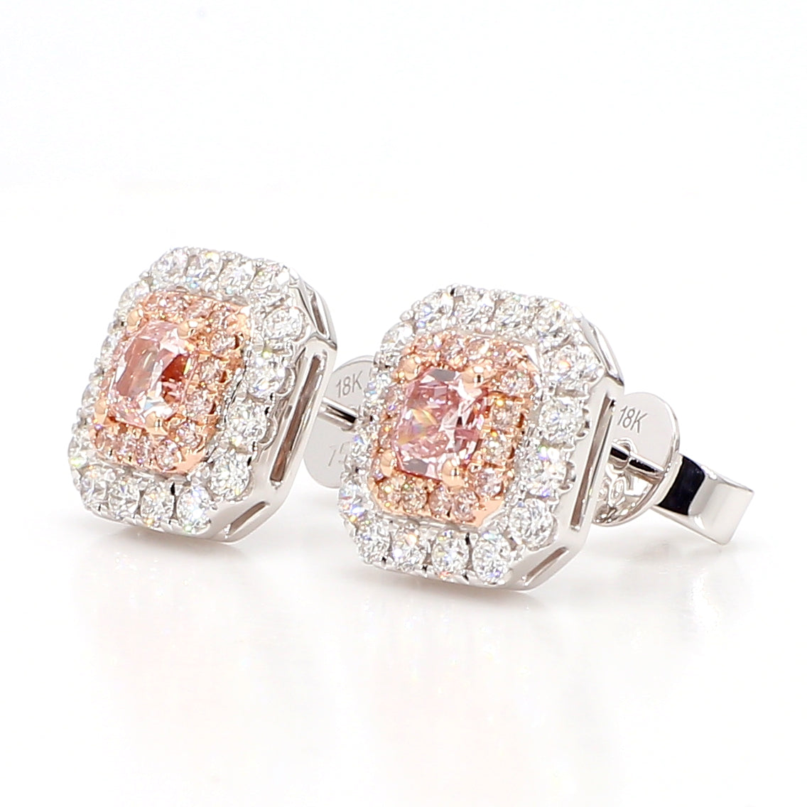 Natural Pink Radiant Diamond Earring Gia Certified