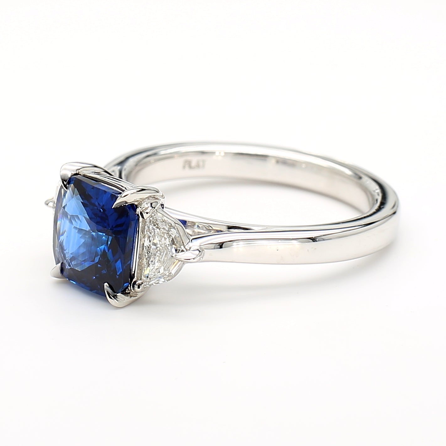 Natural Blue Cushion Sapphire & White Diamond Ring GIA Certified product image 2