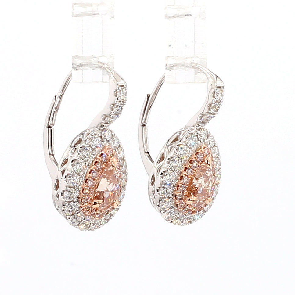 Natural Pink Pear Diamond Earring | GIA Certified