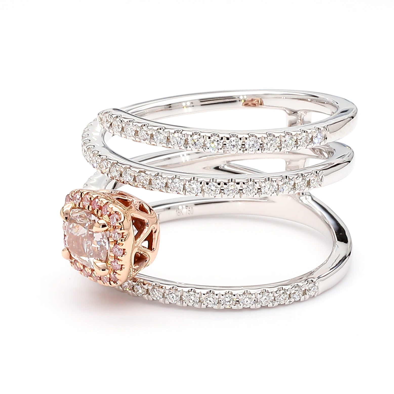 Natural Pink Cushion Diamond Ring Gia Certified