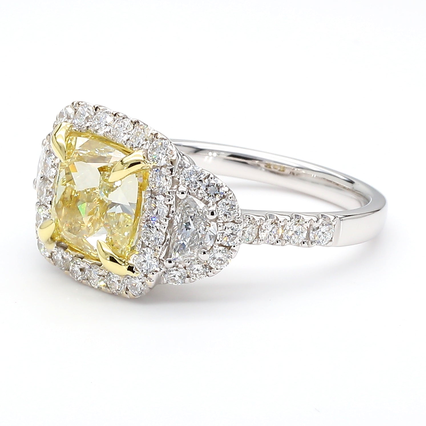 Natural Yellow Cushion Diamond Ring Gia Certified
