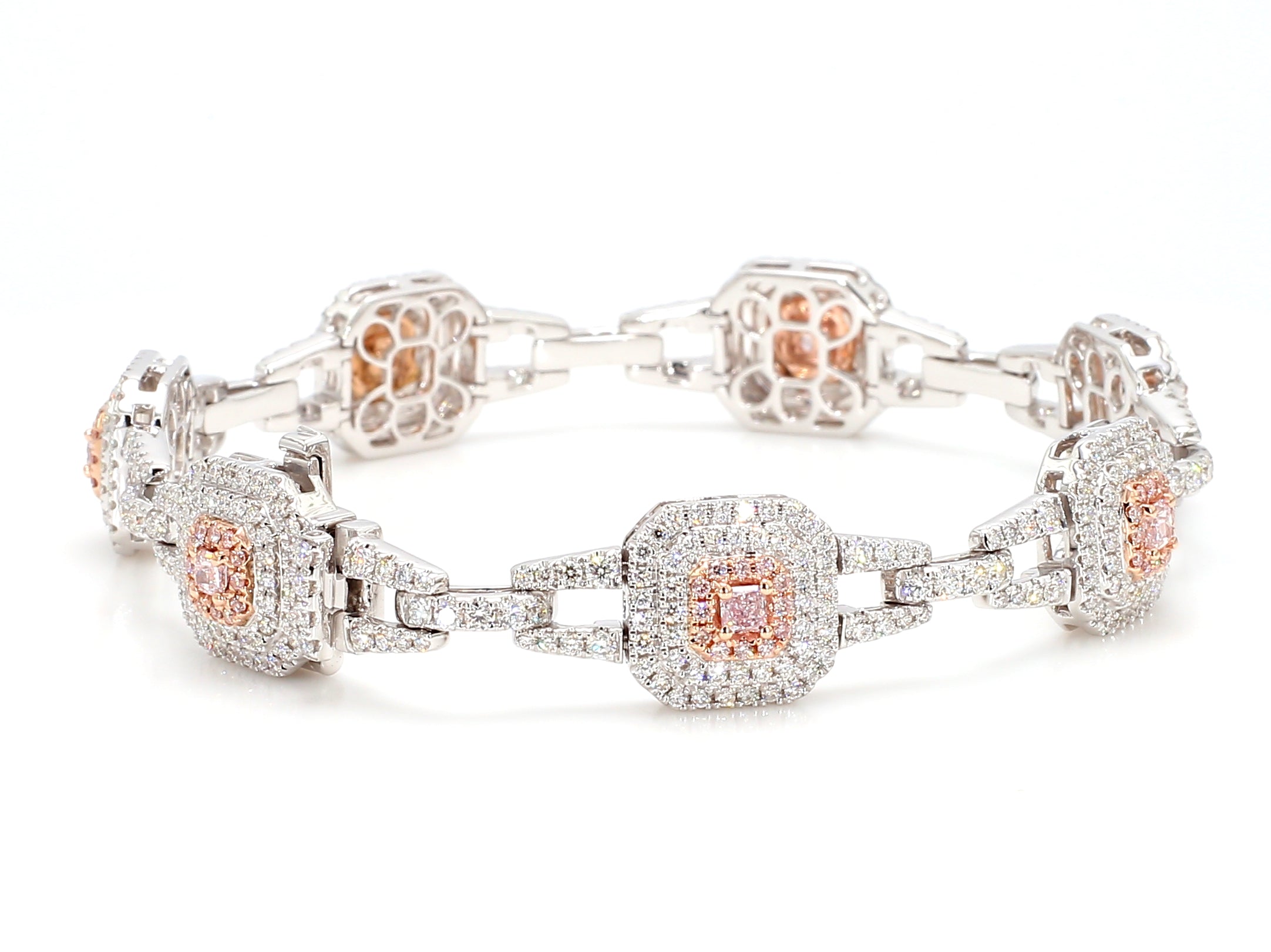 Natural Pink Radiant Diamond Bracelet Gia Certified