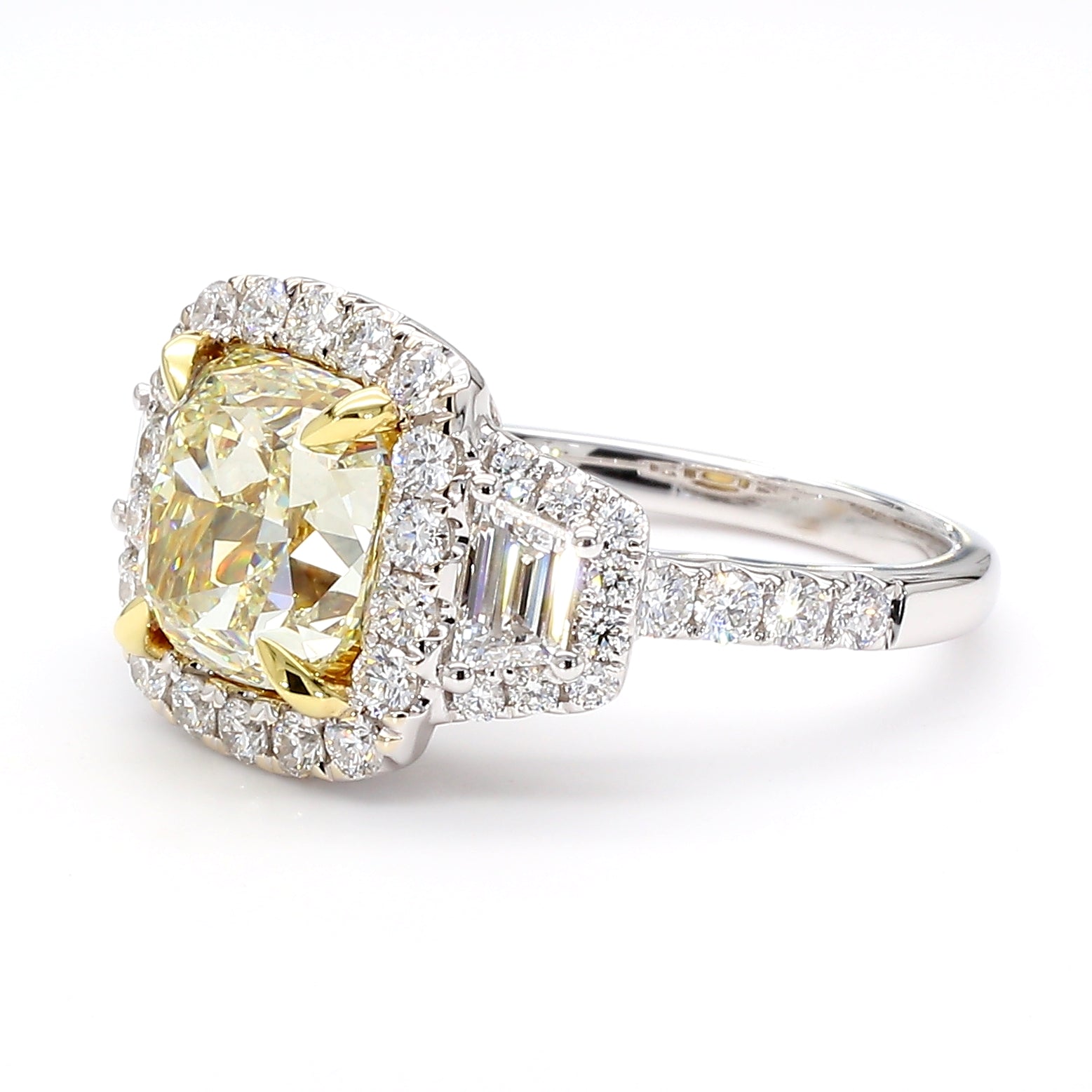 Natural Yellow Cushion Diamond Ring Gia Certified