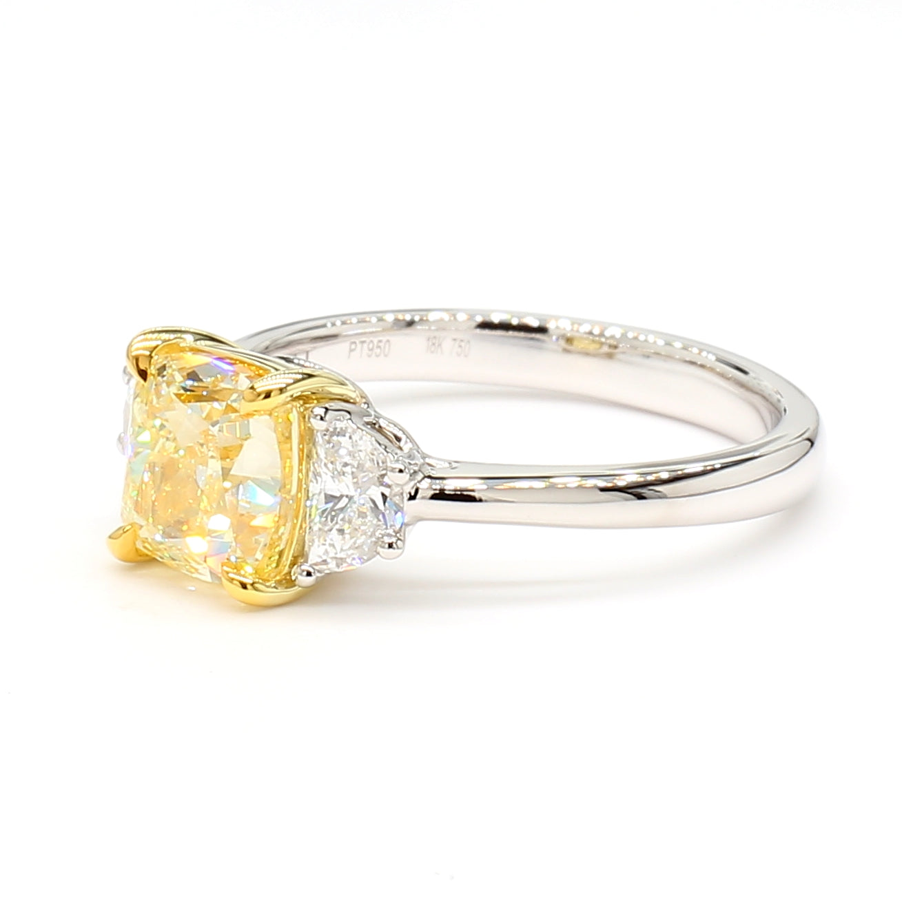 Natural Yellow Cushion Diamond Ring GIA Certified product image 2
