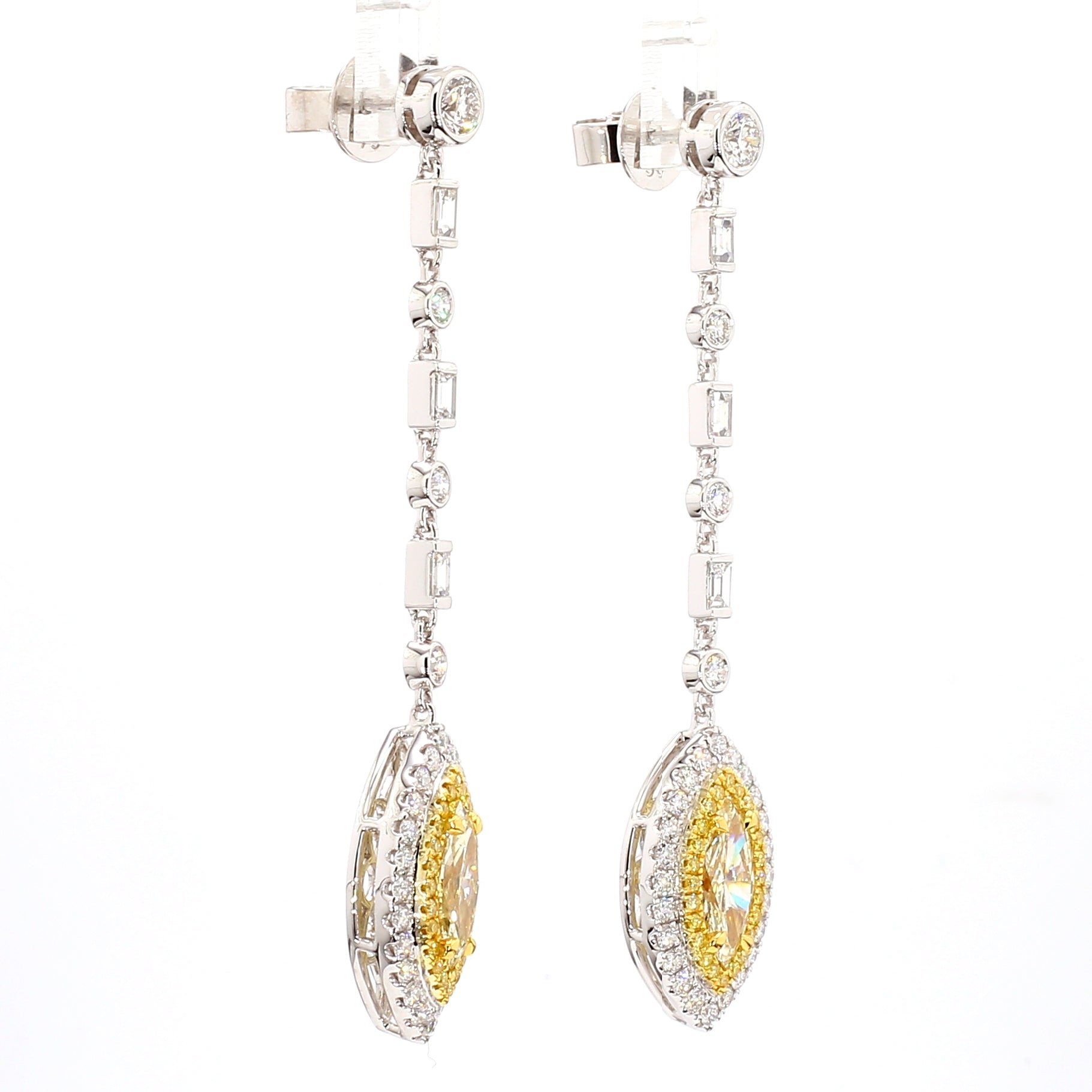 Natural Yellow Marquise Diamond Earring Gia Certified