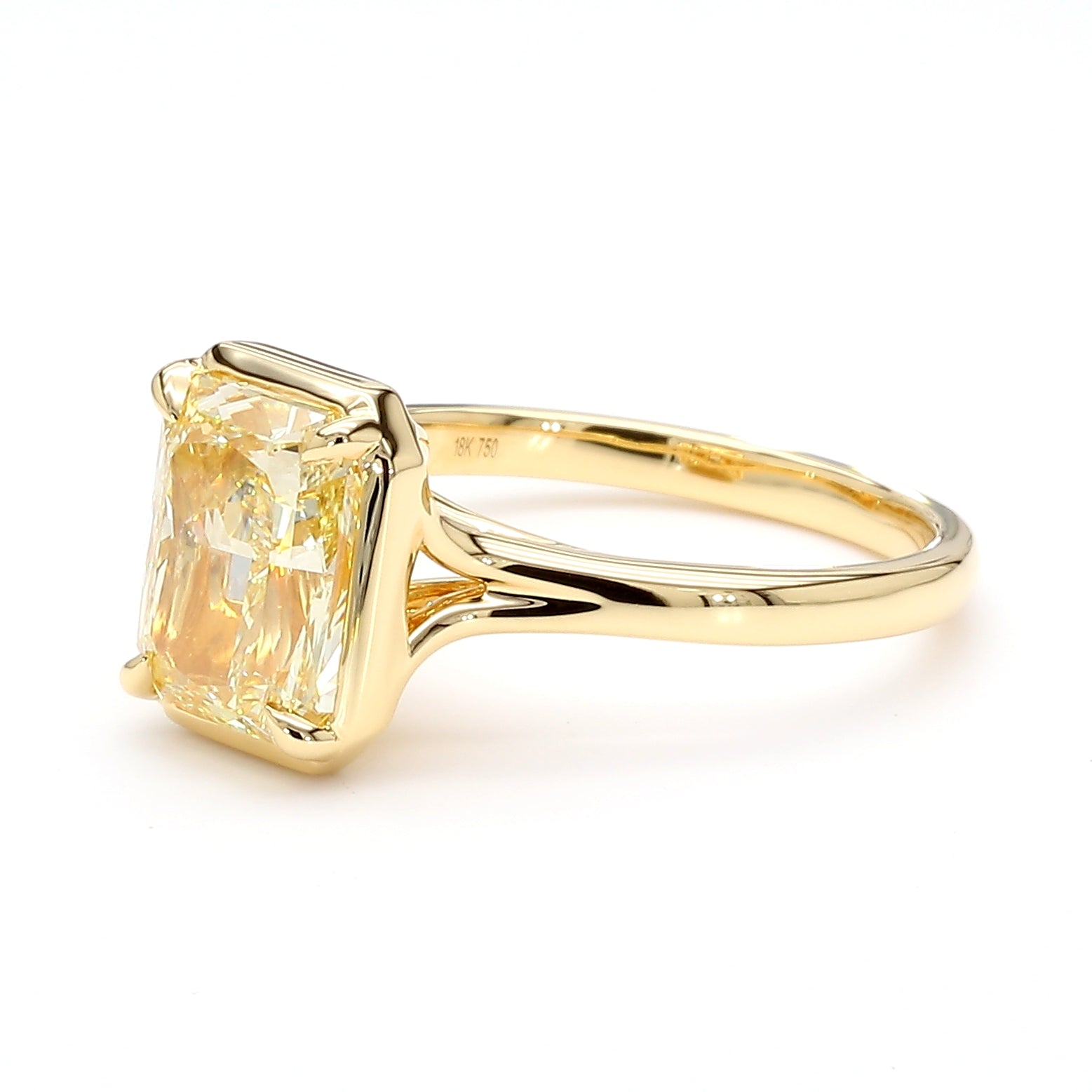 Natural Yellow Radiant Diamond Ring Gia Certified