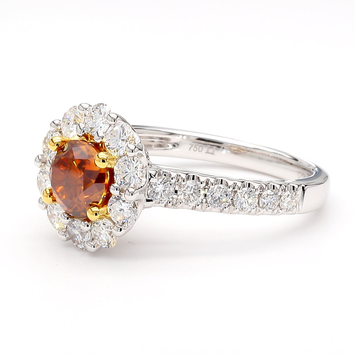Natural Orange Round Diamond Ring | GIA Certified