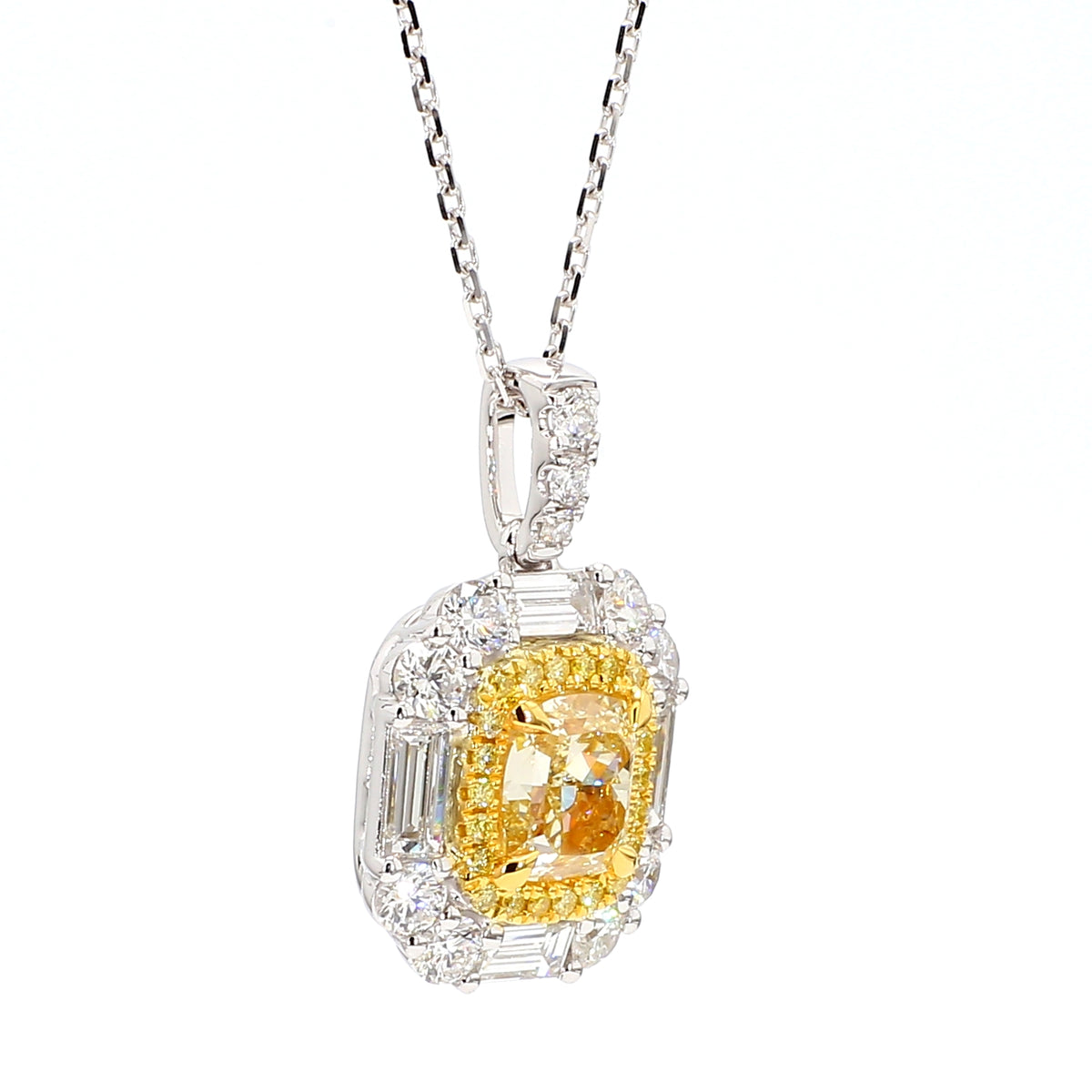 Natural Yellow Cushion Diamond Pendant | GIA Certified