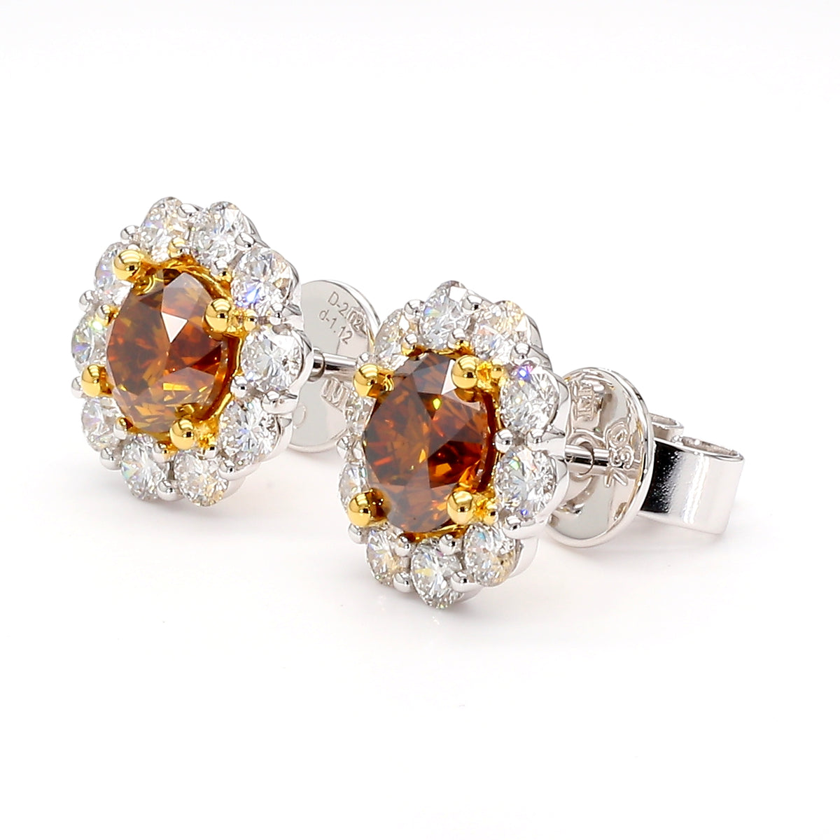 Natural Orange Round Diamond Earring | GIA Certified