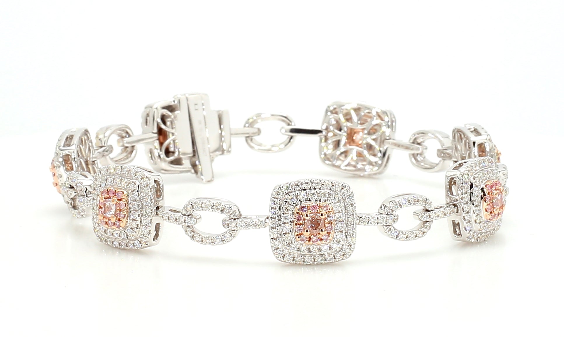 Natural Pink Cushion Diamond Bracelet Gia Certified