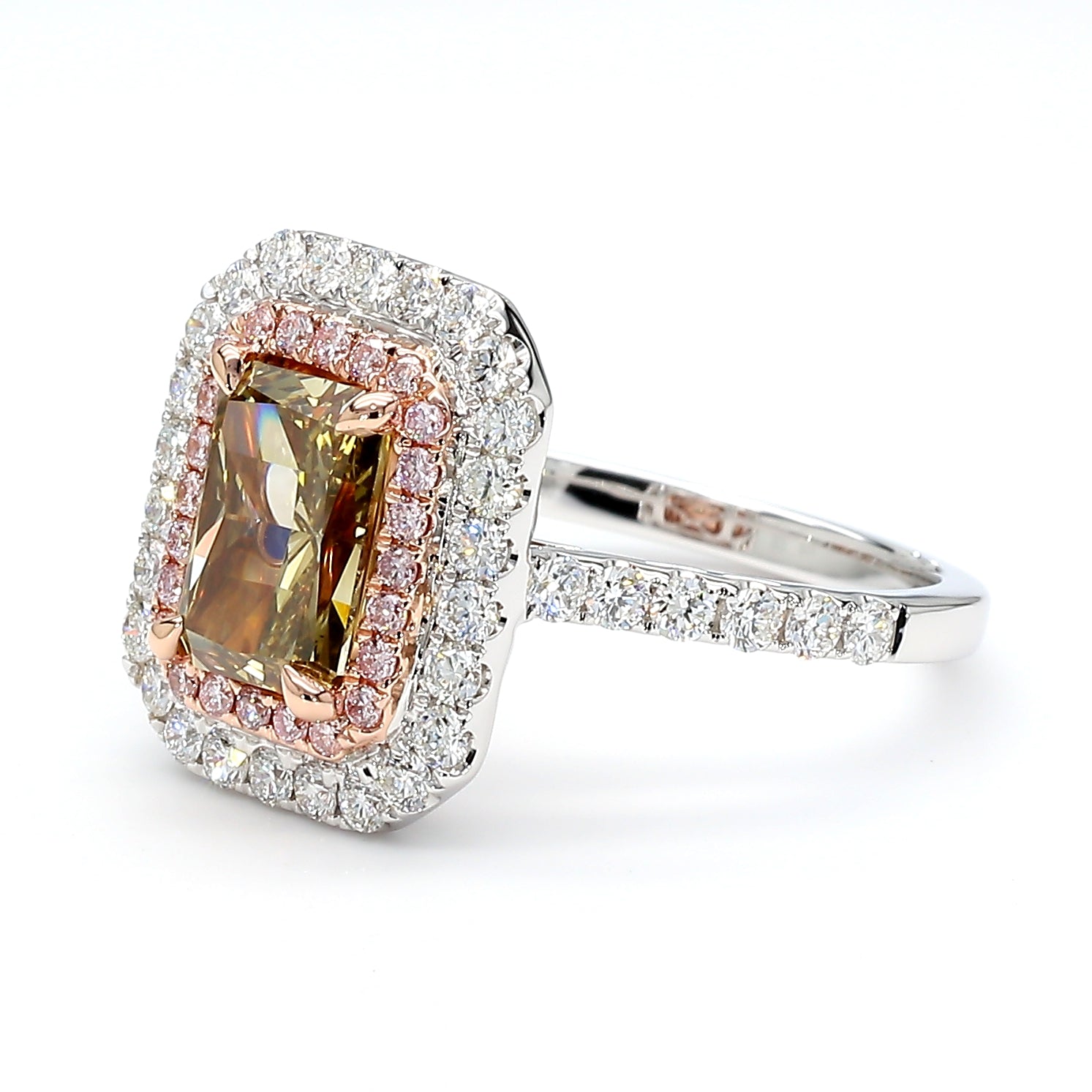 Natural Green Radiant Diamond Ring Gia Certified
