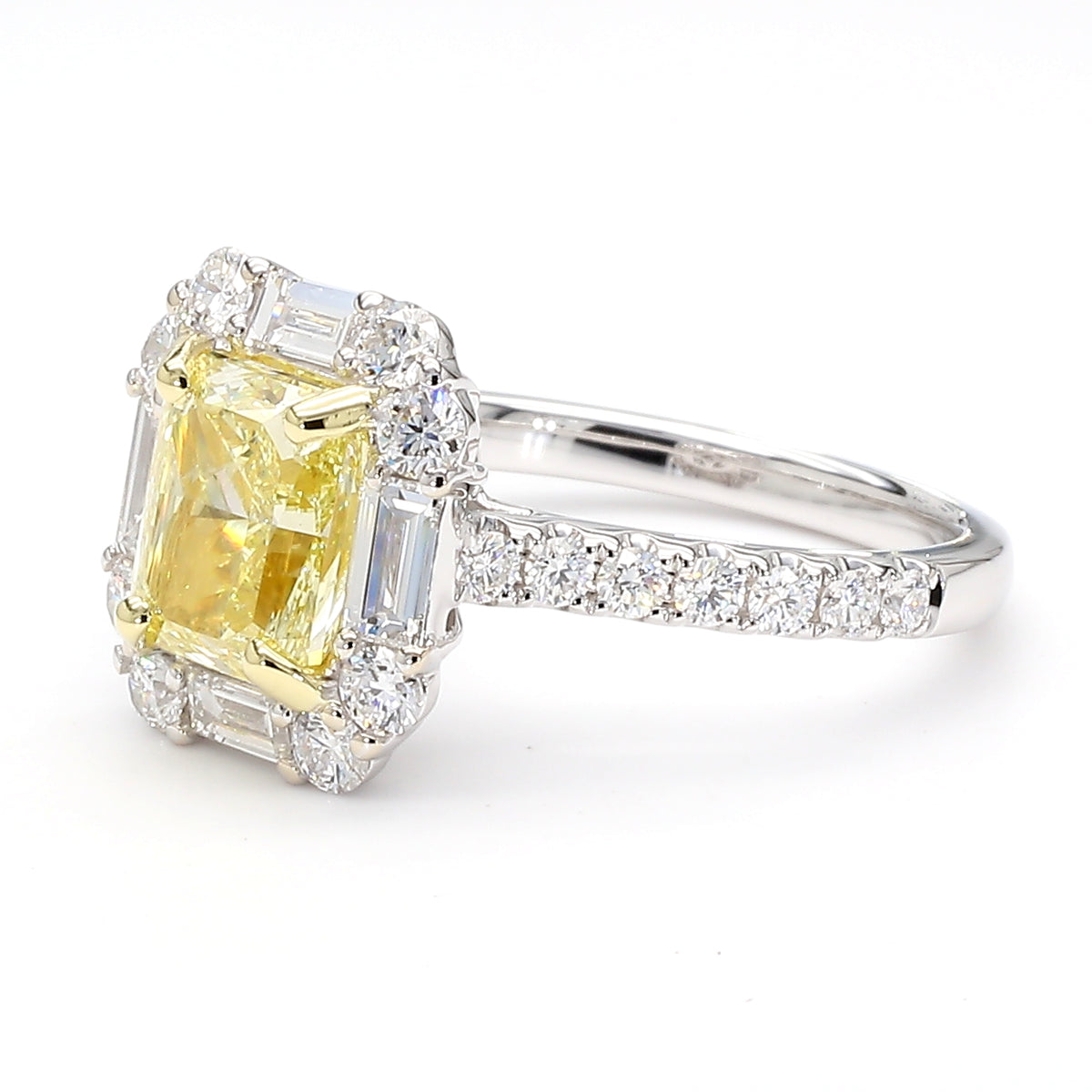 Natural Yellow Radiant Diamond Ring | GIA Certified