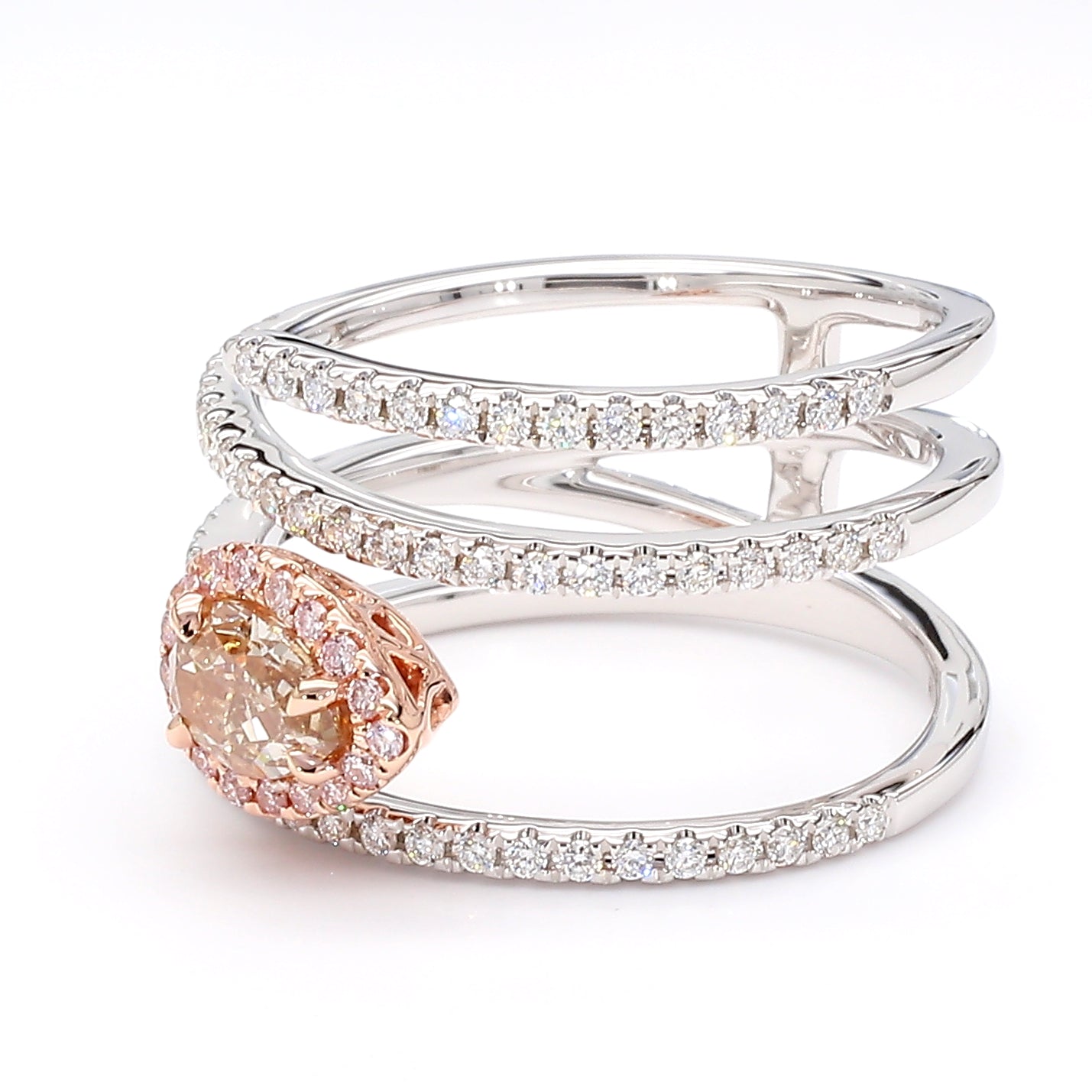 Natural Pink Pear Diamond Spiral Ring | GIA CERTIFIED