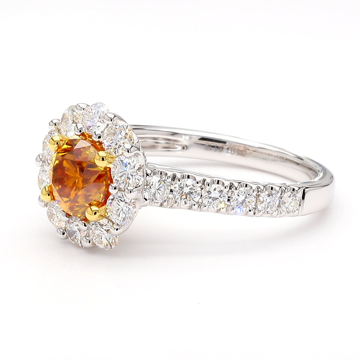 Natural Orange Round Diamond Ring | GIA Certified