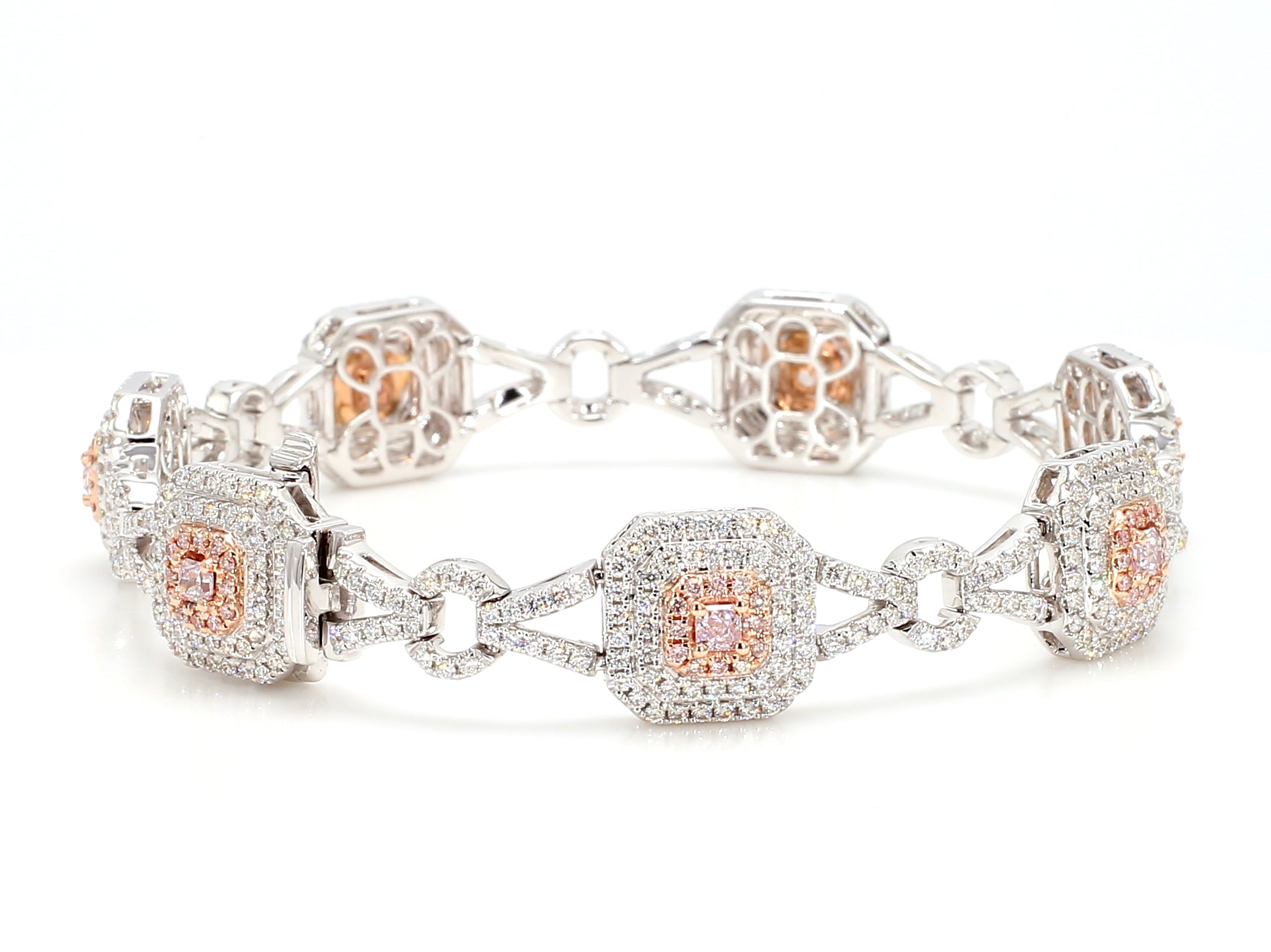 Natural Pink Radiant Diamond Bracelet Gia Certified