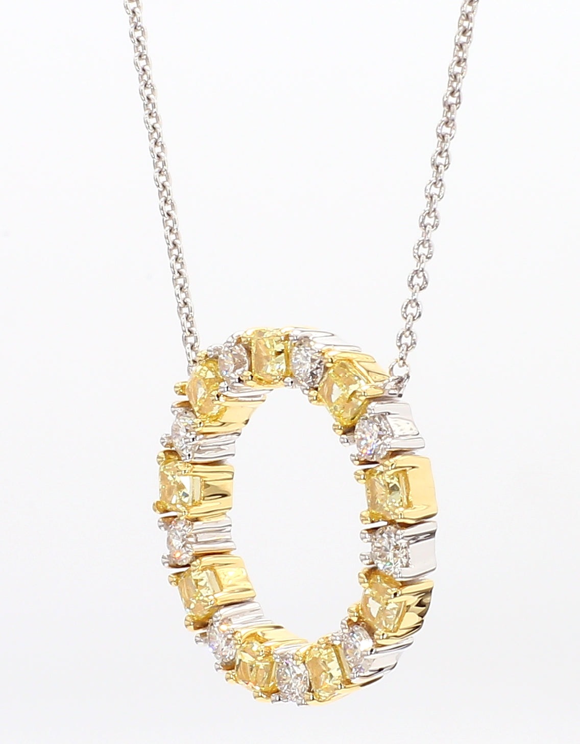 Natural Yellow Cushion Diamond Necklace