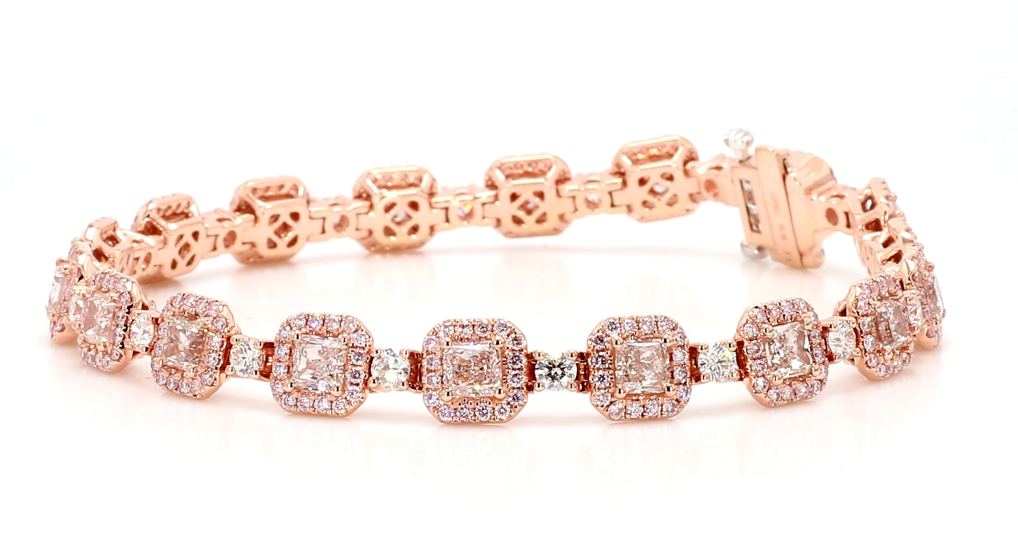 Natural Pink Cushion Diamond Bracelet Gia CERTIFIED