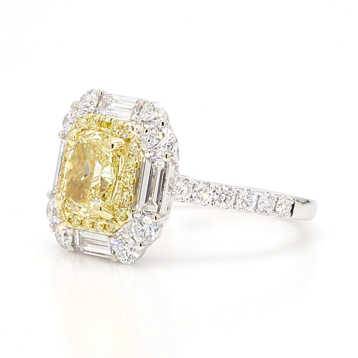 Natural Yellow Cushion Diamond Ring | GIA Certified