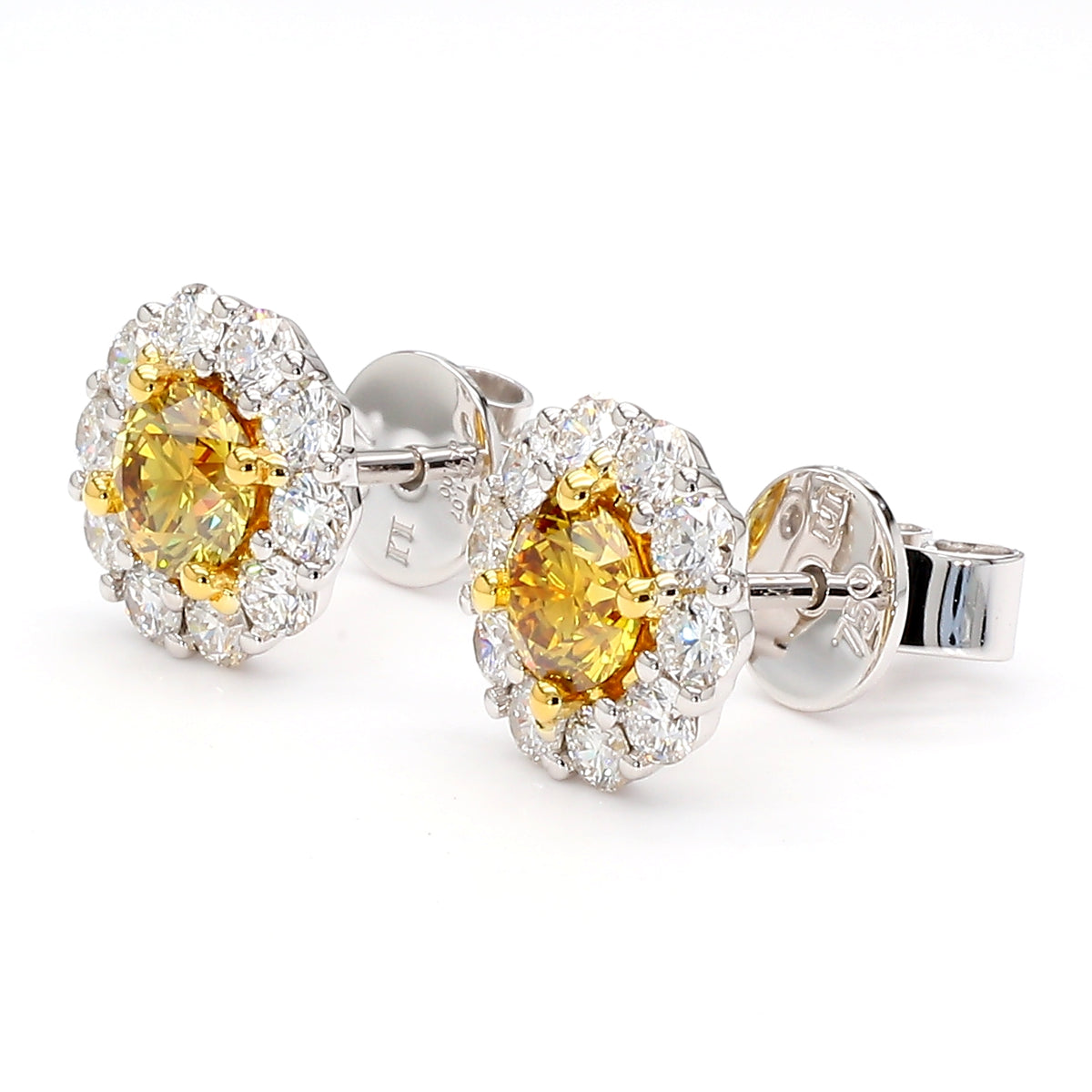 Natural Yellow Round Diamond Earring | GIA Certified
