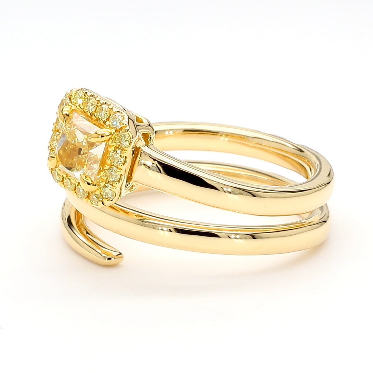 Natural Yellow Radiant Diamond Ring | GIA Certified