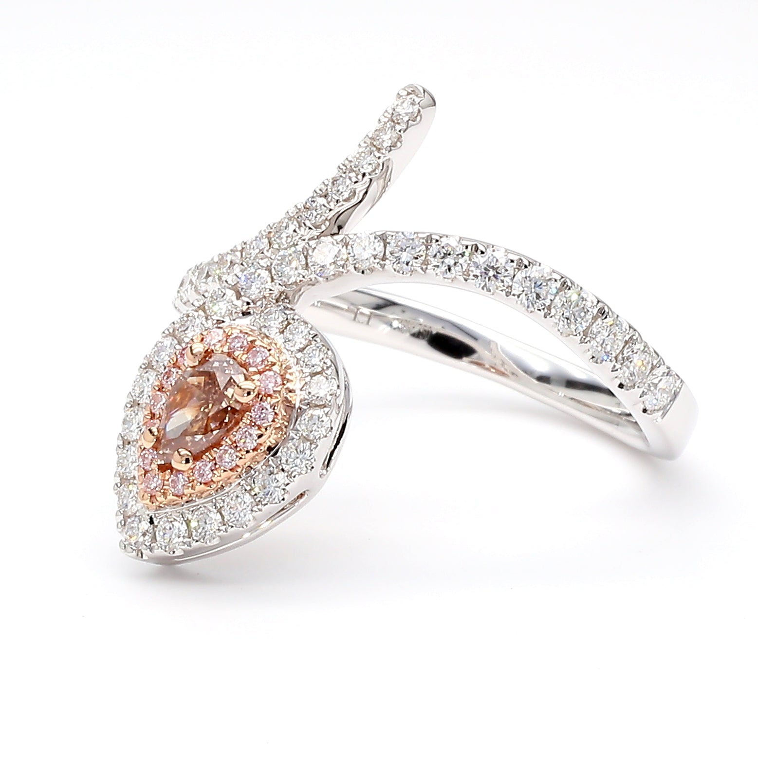 Natural Pink Pear Diamond Ring Gia Certified