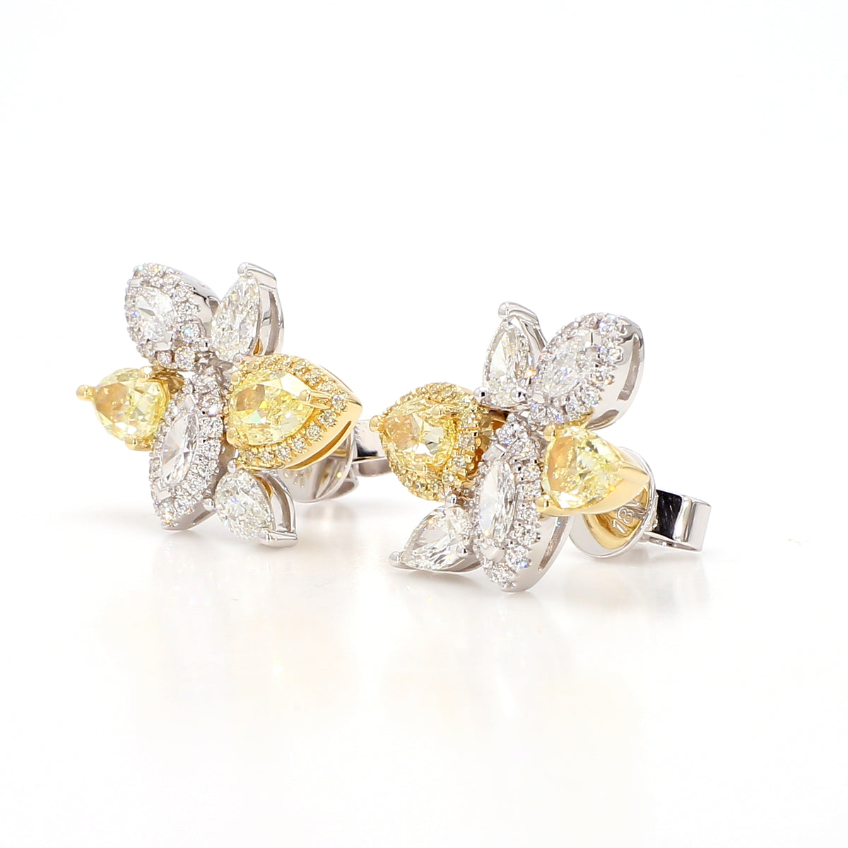 Natural Yellow Pear Diamond Earring