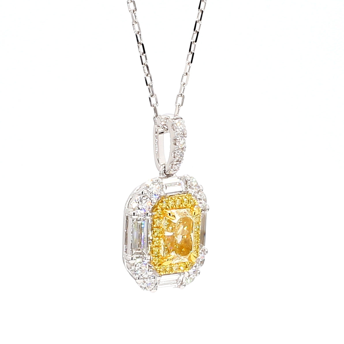 Natural Yellow Radiant Diamond Pendant Gia Certified