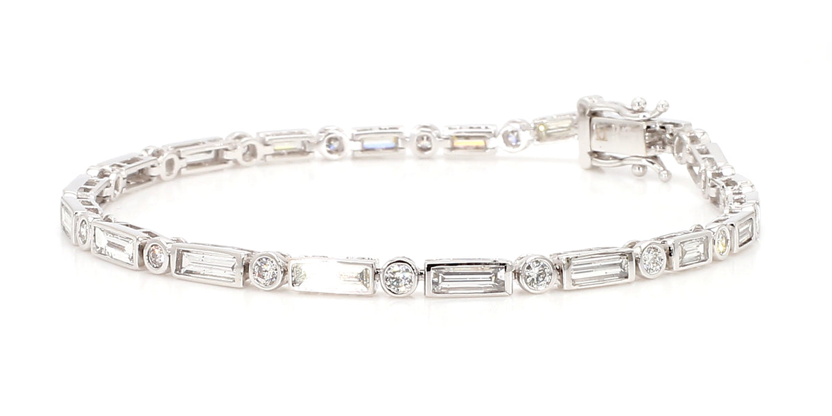 Natural White Baguette Diamond Bracelet