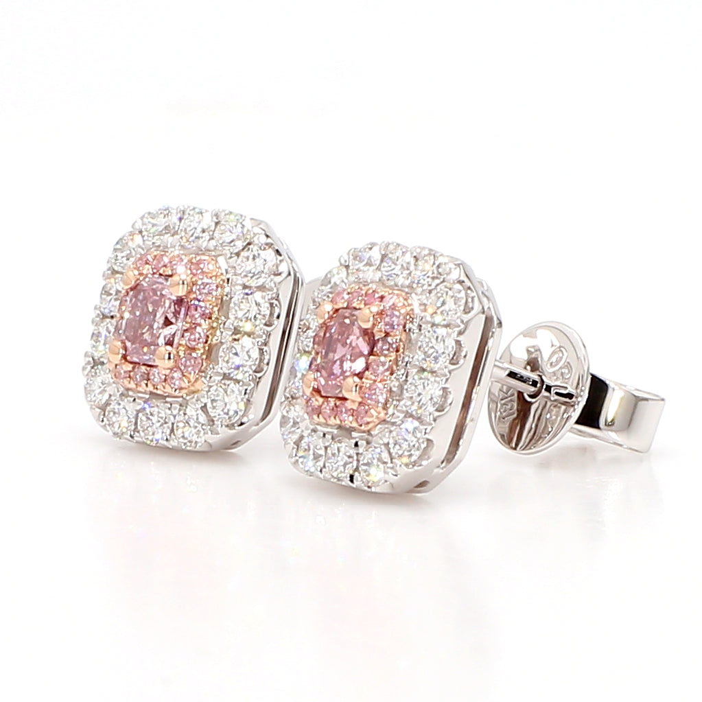 Natural Purple Radiant Diamond Earring Gia Certified