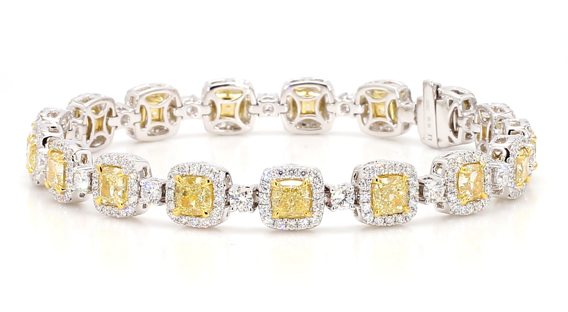 Natural Yellow Cushion Diamond Bracelet Gia Certified