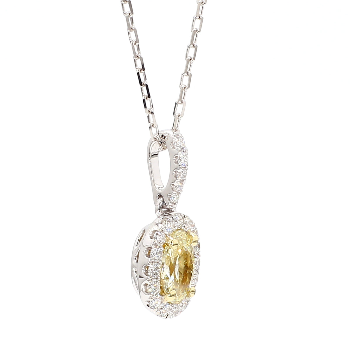 Natural Yellow Oval Diamond Pendant | GIA Certified