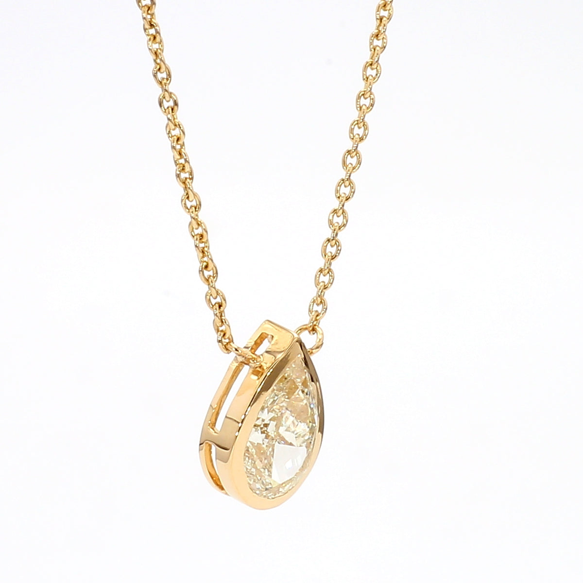 Natural Yellow Pear Diamond Necklace
