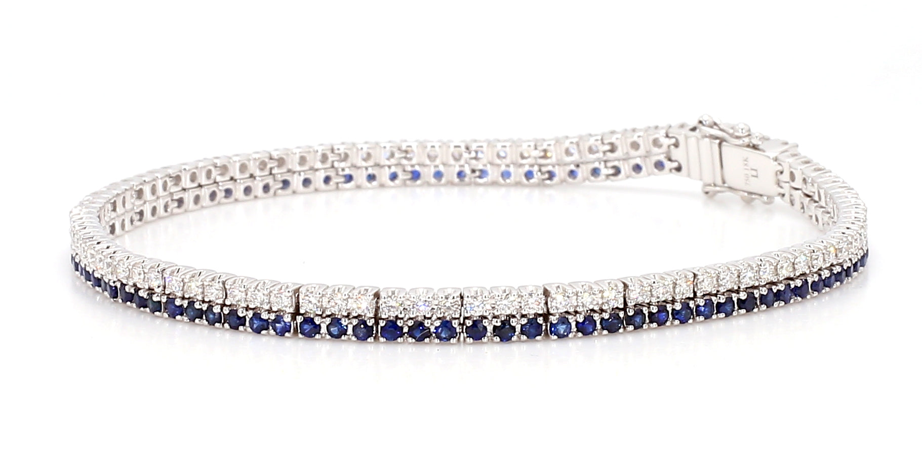 Natural Blue Round Sapphire & White Diamond Bracelet