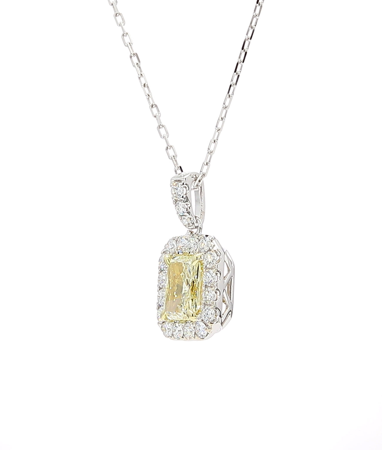 Natural Yellow Radiant Diamond Pendant Gia Certified