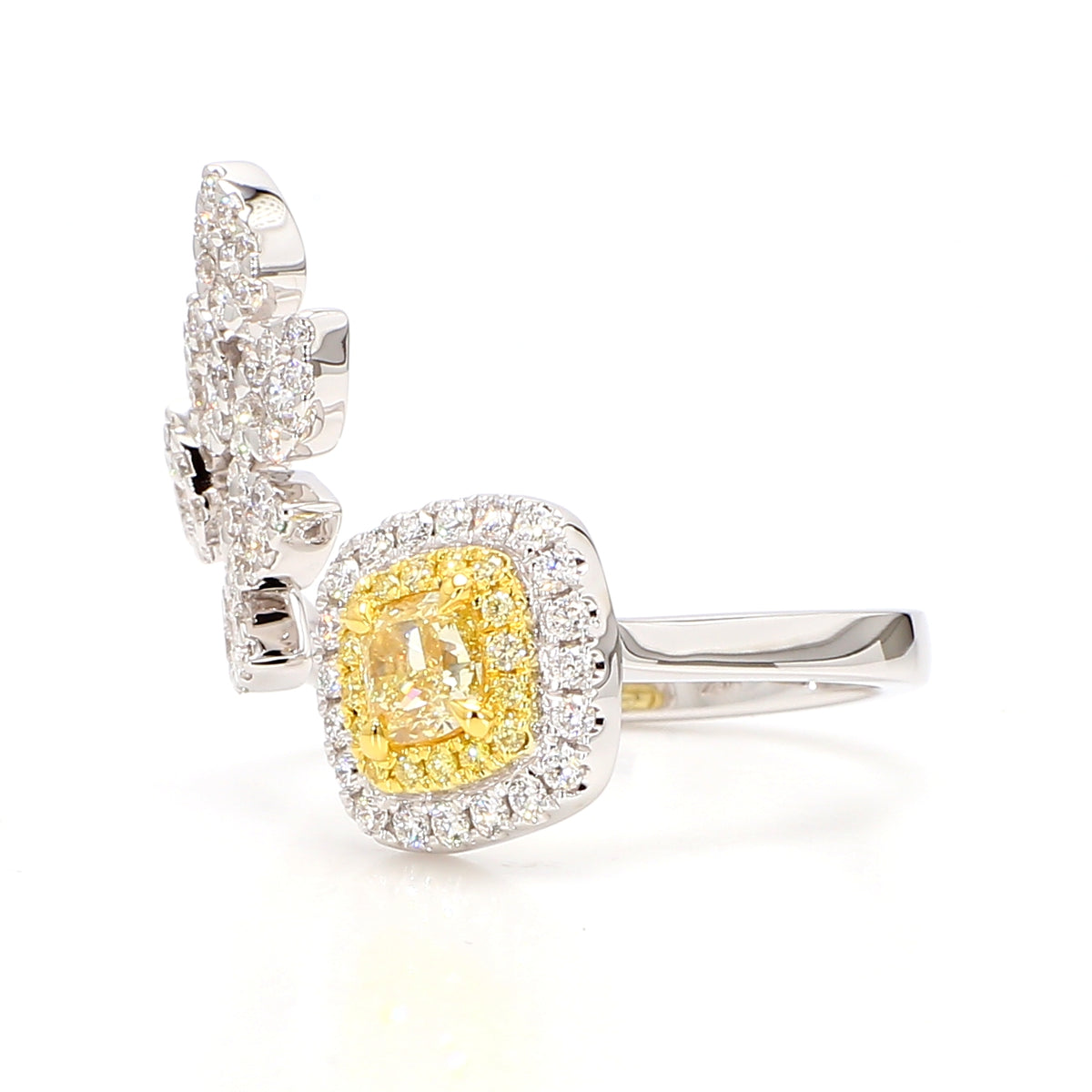 Natural Yellow Cushion Diamond Ring | GIA Certified
