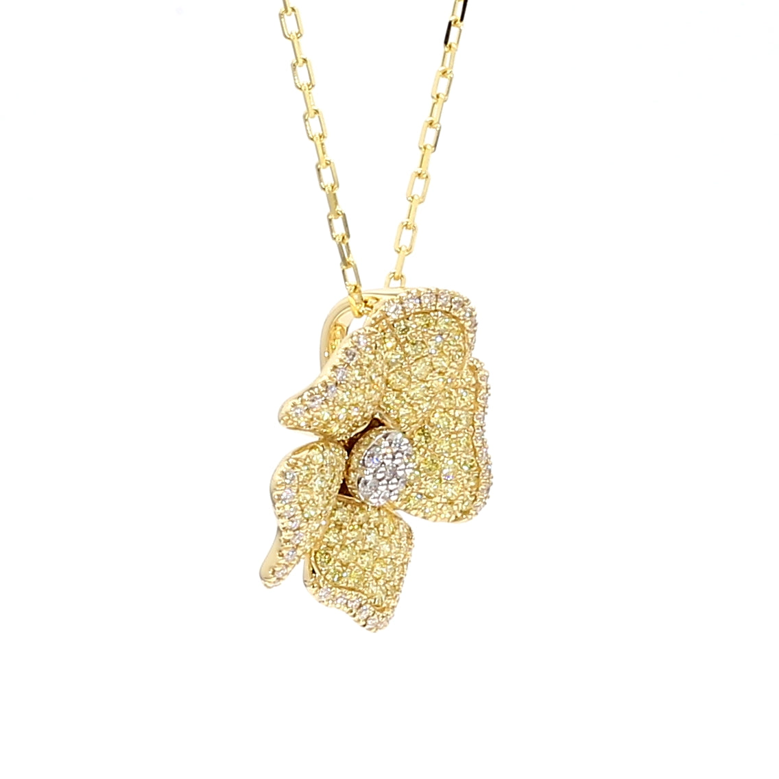 Natural Yellow Round Diamond Pendant