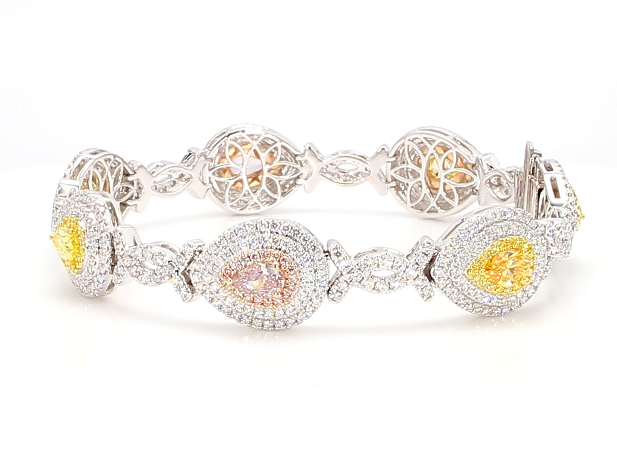 Natural Orange Pear Diamond Bracelet Gia Certified